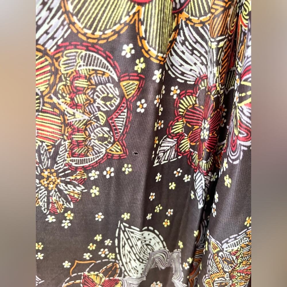 Vintage wide leg paisley jumpsuit 60s 70s brown Peter Pan collar S fall RARE - Picture 11 of 12